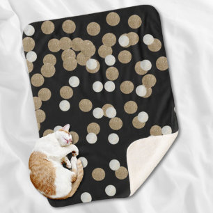 minimalistische zwarte champagne gouden confetti sherpa deken