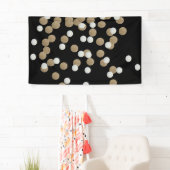 minimalistische zwarte champagne gouden confetti spandoek (Insitu)