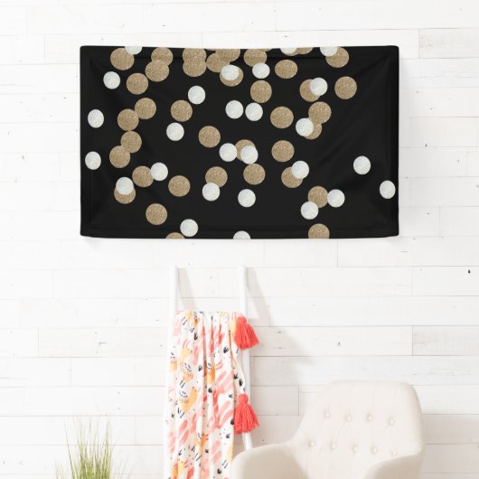 minimalistische zwarte champagne gouden confetti spandoek (Insitu)