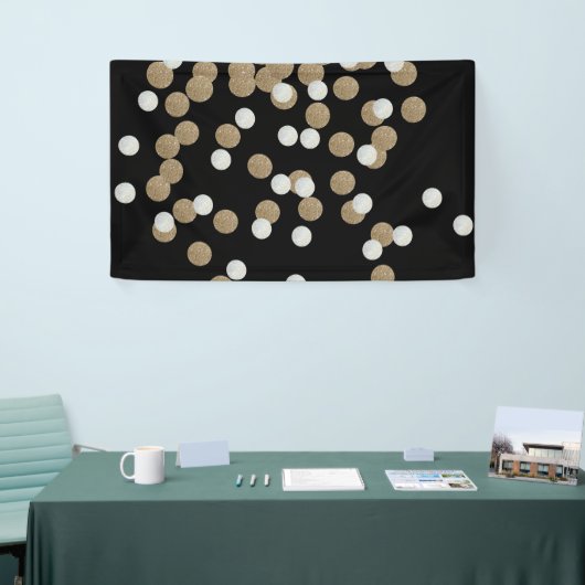 minimalistische zwarte champagne gouden confetti spandoek (Beurs)