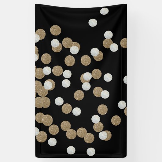 minimalistische zwarte champagne gouden confetti spandoek (Verticaal)