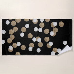 minimalistische zwarte champagne gouden confetti strandlaken