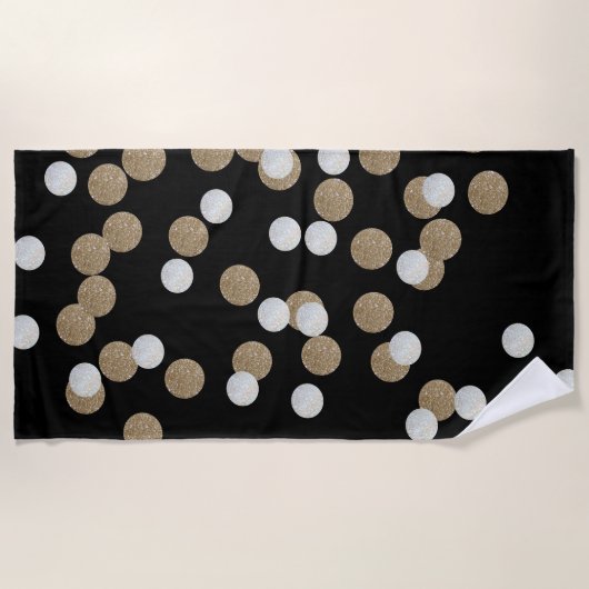 minimalistische zwarte champagne gouden confetti strandlaken (Voorkant)