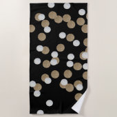 minimalistische zwarte champagne gouden confetti strandlaken (Voorkant)