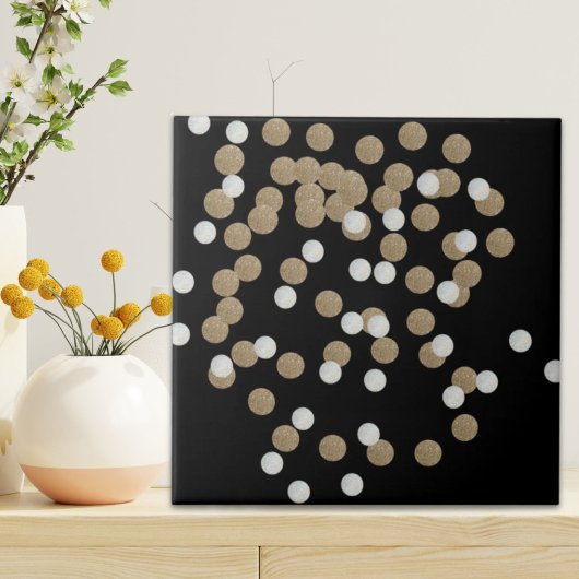 minimalistische zwarte champagne gouden confetti tegeltje