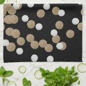 minimalistische zwarte champagne gouden confetti theedoek (Gevouwen)