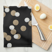 minimalistische zwarte champagne gouden confetti theedoek (Quarter Fold)