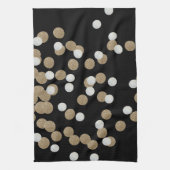 minimalistische zwarte champagne gouden confetti theedoek (Verticaal)