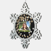 minimalistische zwarte champagne gouden confetti tin sneeuwvlok ornament (Rechts)