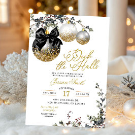 Minimalistische Zwarte Deck The Halls Bruidsdouche Kaart