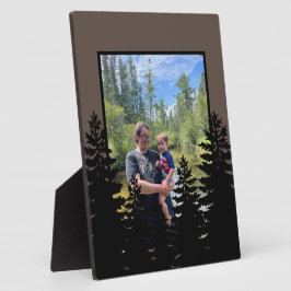 Minimalistische zwarte dennenboom silhouet brow fo fotoplaat