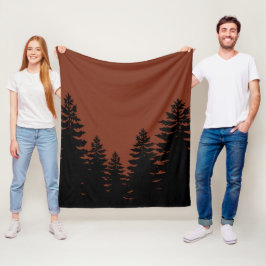 Minimalistische zwarte dennenboom silhouet bruin fleece deken