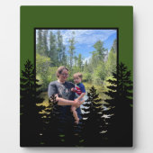 Minimalistische zwarte dennenboom silhouet foto fotoplaat (Voorkant)