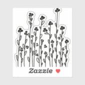 Minimalistische zwarte doedel bloemen sticker (Vel)