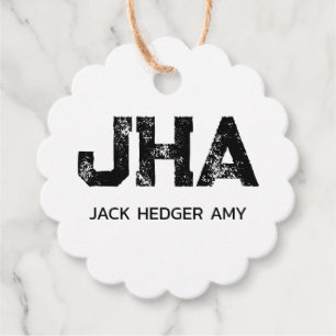 MINIMALISTISCHE ZWARTE DRIE LETTER MONOGRAM NAAM W BEDANKJES LABELS