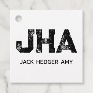 MINIMALISTISCHE ZWARTE DRIE LETTER MONOGRAM NAAM W BEDANKJES LABELS