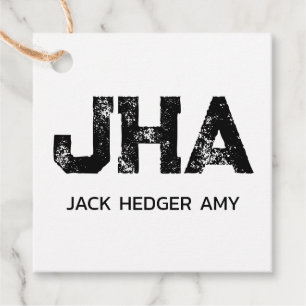 MINIMALISTISCHE ZWARTE DRIE LETTER MONOGRAM NAAM W BEDANKJES LABELS