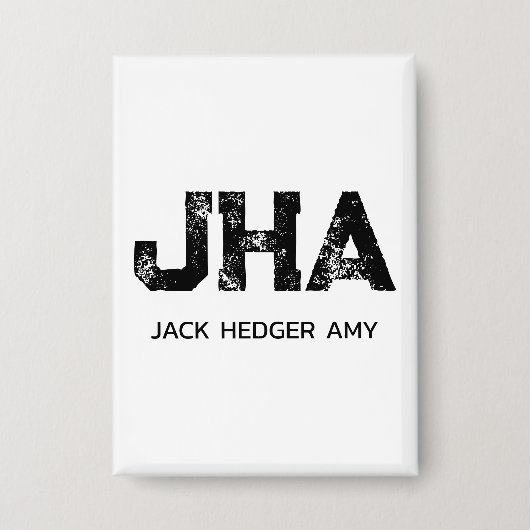 MINIMALISTISCHE ZWARTE DRIE LETTER MONOGRAM NAAM W BUTTON (Voorkant)