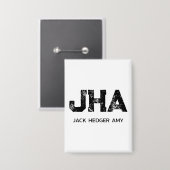 MINIMALISTISCHE ZWARTE DRIE LETTER MONOGRAM NAAM W BUTTON (Voorkant / Achterkant)