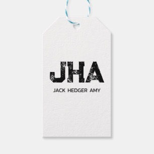 MINIMALISTISCHE ZWARTE DRIE LETTER MONOGRAM NAAM W CADEAULABEL