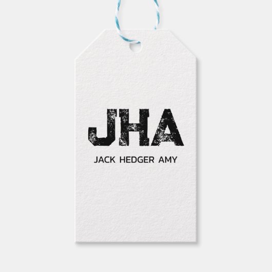 MINIMALISTISCHE ZWARTE DRIE LETTER MONOGRAM NAAM W CADEAULABEL (Voorkant)