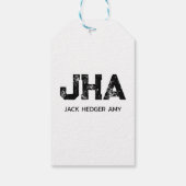 MINIMALISTISCHE ZWARTE DRIE LETTER MONOGRAM NAAM W CADEAULABEL (Achterkant)