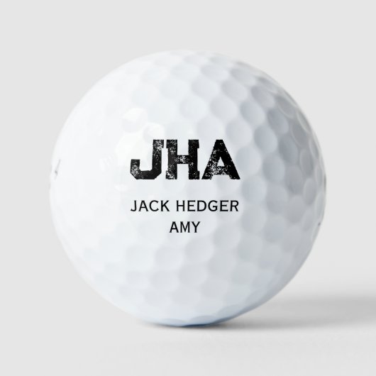 MINIMALISTISCHE ZWARTE DRIE LETTER MONOGRAM NAAM W GOLFBALLEN (Voorkant)