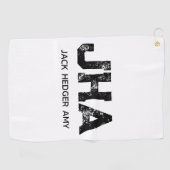 MINIMALISTISCHE ZWARTE DRIE LETTER MONOGRAM NAAM W GOLFHANDDOEK (Horizontaal)