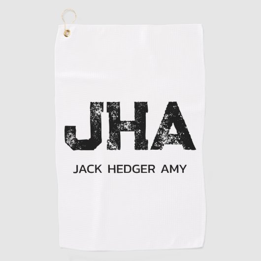 MINIMALISTISCHE ZWARTE DRIE LETTER MONOGRAM NAAM W GOLFHANDDOEK (Voorkant)