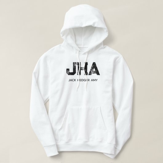 MINIMALISTISCHE ZWARTE DRIE LETTER MONOGRAM NAAM W HOODIE (Design voorkant)