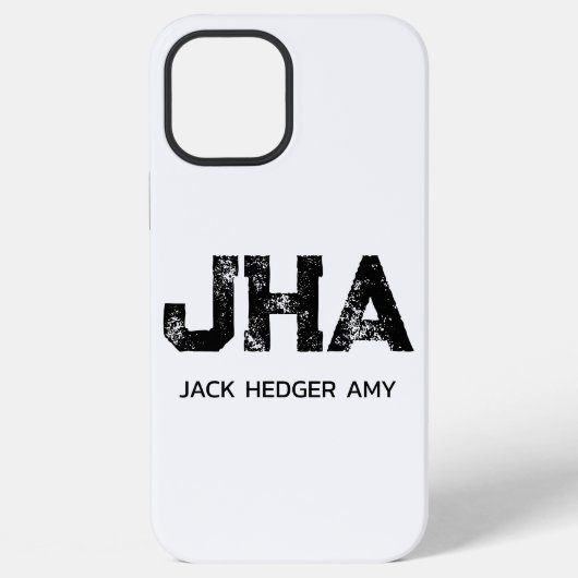 MINIMALISTISCHE ZWARTE DRIE LETTER MONOGRAM NAAM W iPhone HOESJE (Achterkant)