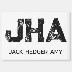 MINIMALISTISCHE ZWARTE DRIE LETTER MONOGRAM NAAM W MAGNEET