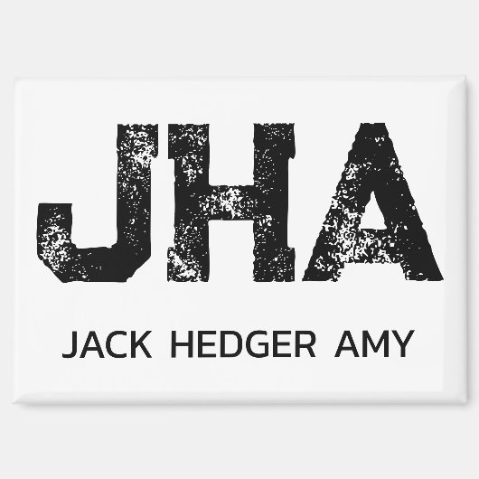 MINIMALISTISCHE ZWARTE DRIE LETTER MONOGRAM NAAM W MAGNEET (Voorkant)