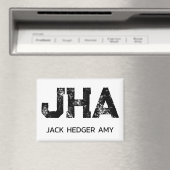 MINIMALISTISCHE ZWARTE DRIE LETTER MONOGRAM NAAM W MAGNEET (Insitu (Vaatwasser))
