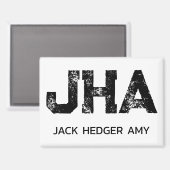 MINIMALISTISCHE ZWARTE DRIE LETTER MONOGRAM NAAM W MAGNEET (Voorkant / Achterkant)