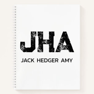 MINIMALISTISCHE ZWARTE DRIE LETTER MONOGRAM NAAM W NOTITIEBOEK