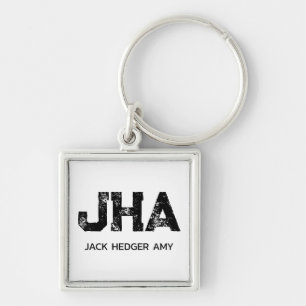MINIMALISTISCHE ZWARTE DRIE LETTER MONOGRAM NAAM W SLEUTELHANGER