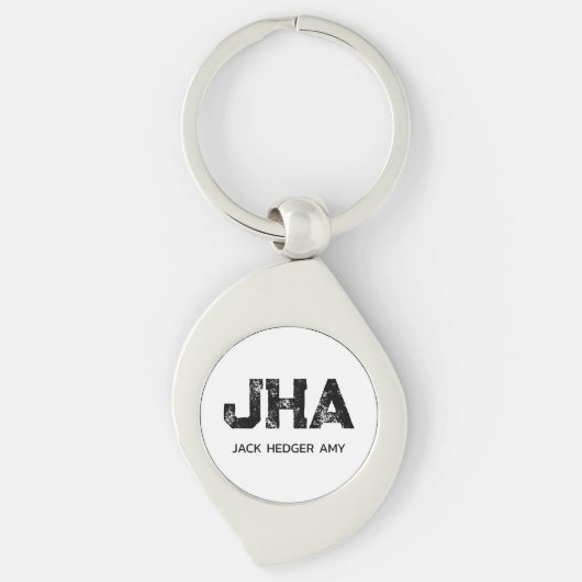 MINIMALISTISCHE ZWARTE DRIE LETTER MONOGRAM NAAM W SLEUTELHANGER (Voorkant)