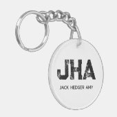 MINIMALISTISCHE ZWARTE DRIE LETTER MONOGRAM NAAM W SLEUTELHANGER (Voorkant Links)