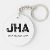 MINIMALISTISCHE ZWARTE DRIE LETTER MONOGRAM NAAM W SLEUTELHANGER (Achterkant)