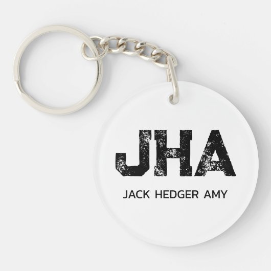 MINIMALISTISCHE ZWARTE DRIE LETTER MONOGRAM NAAM W SLEUTELHANGER (Voorkant)