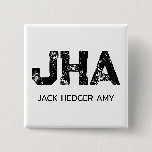 MINIMALISTISCHE ZWARTE DRIE LETTER MONOGRAM NAAM W VIERKANTE BUTTON 5,1 CM (Voorkant)