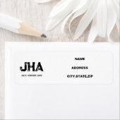 MINIMALISTISCHE ZWARTE DRIELETTERIGE MONOGRAM NAAM ETIKET (Insitu)