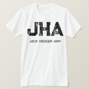 MINIMALISTISCHE ZWARTE DRIELETTERIGE MONOGRAM NAAM T-SHIRT