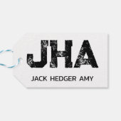 MINIMALISTISCHE ZWARTE DRIELITTERIGE MONOGRAM NAAM CADEAULABEL (Achterkant Horizontaal)