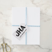 MINIMALISTISCHE ZWARTE DRIELITTERIGE MONOGRAM NAAM CADEAULABEL (Met Touw)