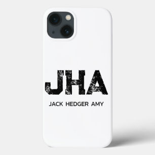MINIMALISTISCHE ZWARTE DRIELITTERIGE MONOGRAM NAAM Case-Mate iPhone CASE