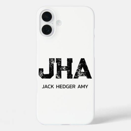 MINIMALISTISCHE ZWARTE DRIELITTERIGE MONOGRAM NAAM Case-Mate iPhone CASE (Achterkant)