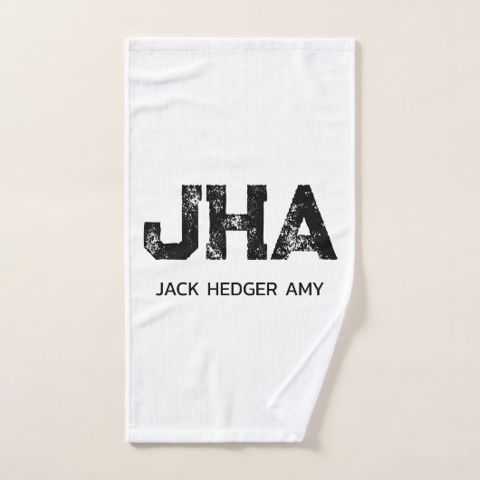 MINIMALISTISCHE ZWARTE DRIELITTERIGE MONOGRAM NAAM HANDDOEK (Handdoek)