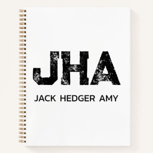 MINIMALISTISCHE ZWARTE DRIELITTERIGE MONOGRAM NAAM NOTITIEBOEK